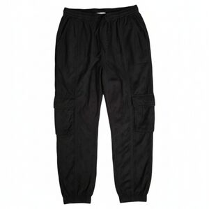 SM Sundance Katia Eyelet Lace Black Cropped Cargo Joggers Summer Airy